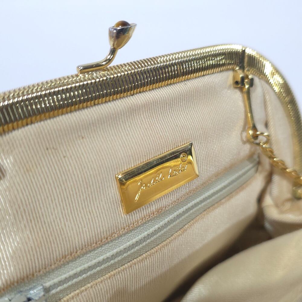 Judith Leiber Python Snakeskin Clutch Gold Frame Chain Strap VTG - Picture 10 of 13